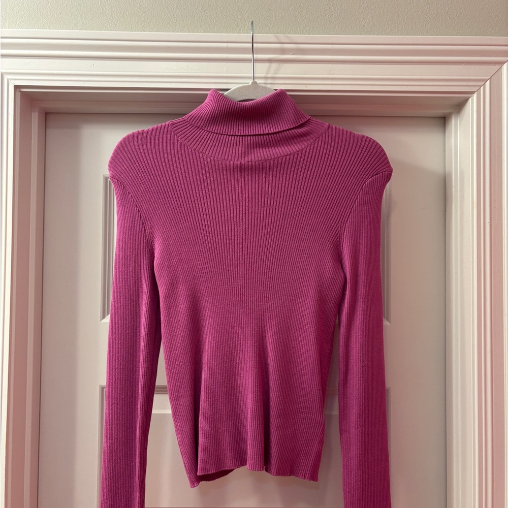 H&M Pink Ribbed Turtleneck Sweater